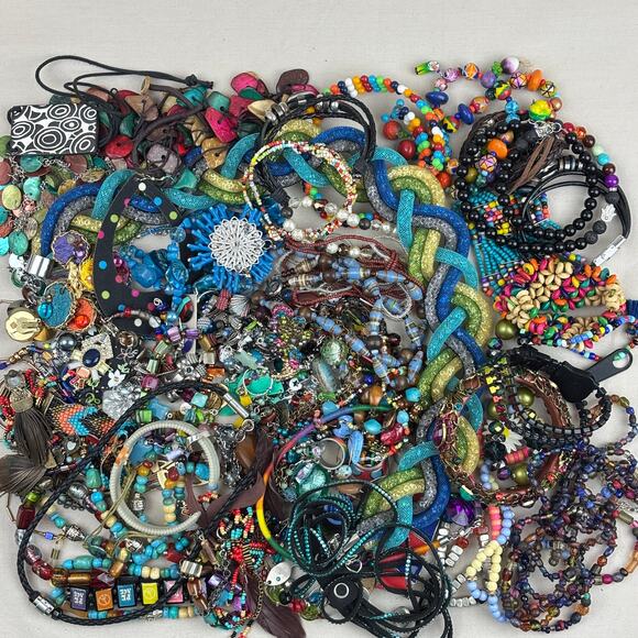 Craft Jewelry Lot - 3+lbs Multicolor Bright Bold Colorful Variety - Picture 1 of 12